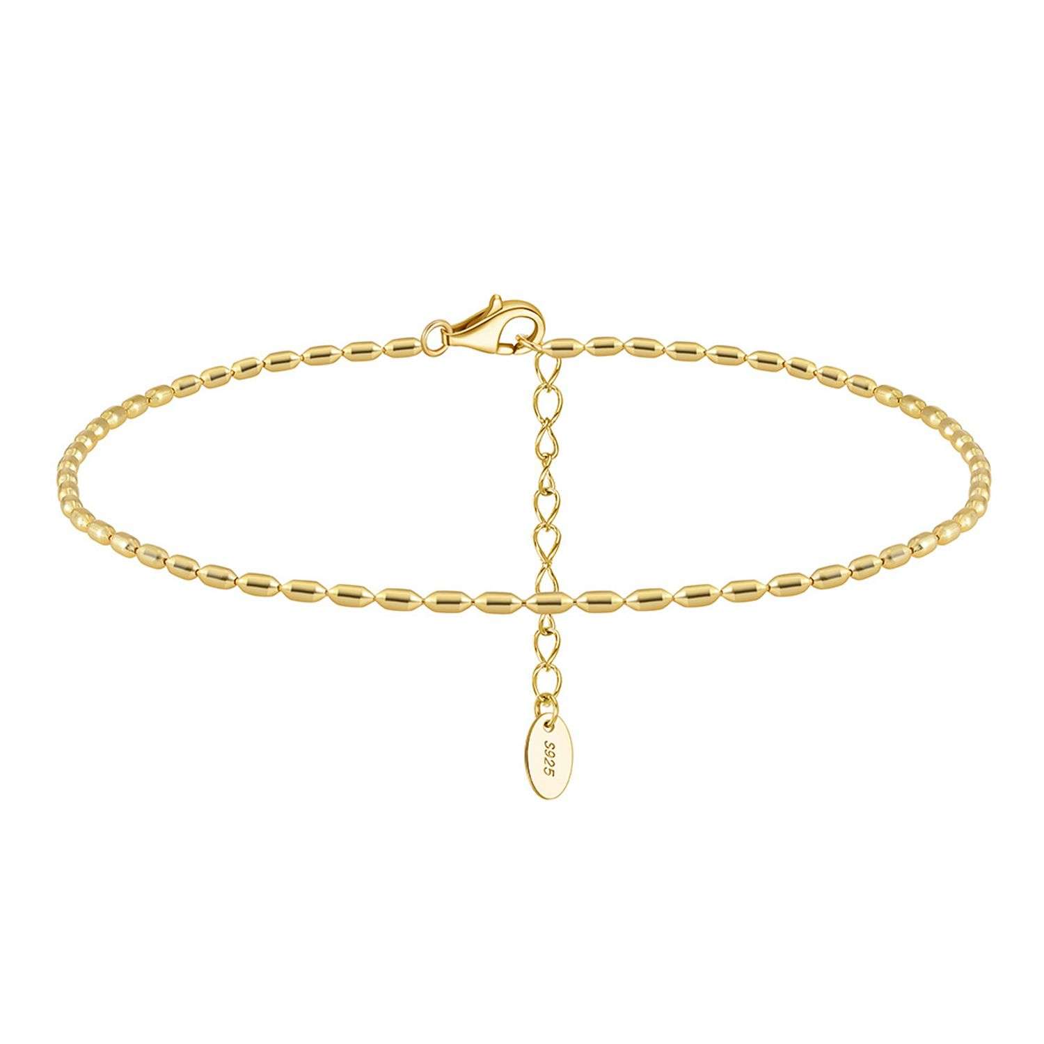 C9000-6 <br> 6 piece anklet assortment .925 Sterling Silver Gold Plated - Image 6
