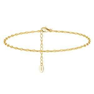94503 <br> anklet oval sunburst link  8"+2" ext .925 14K goldplated