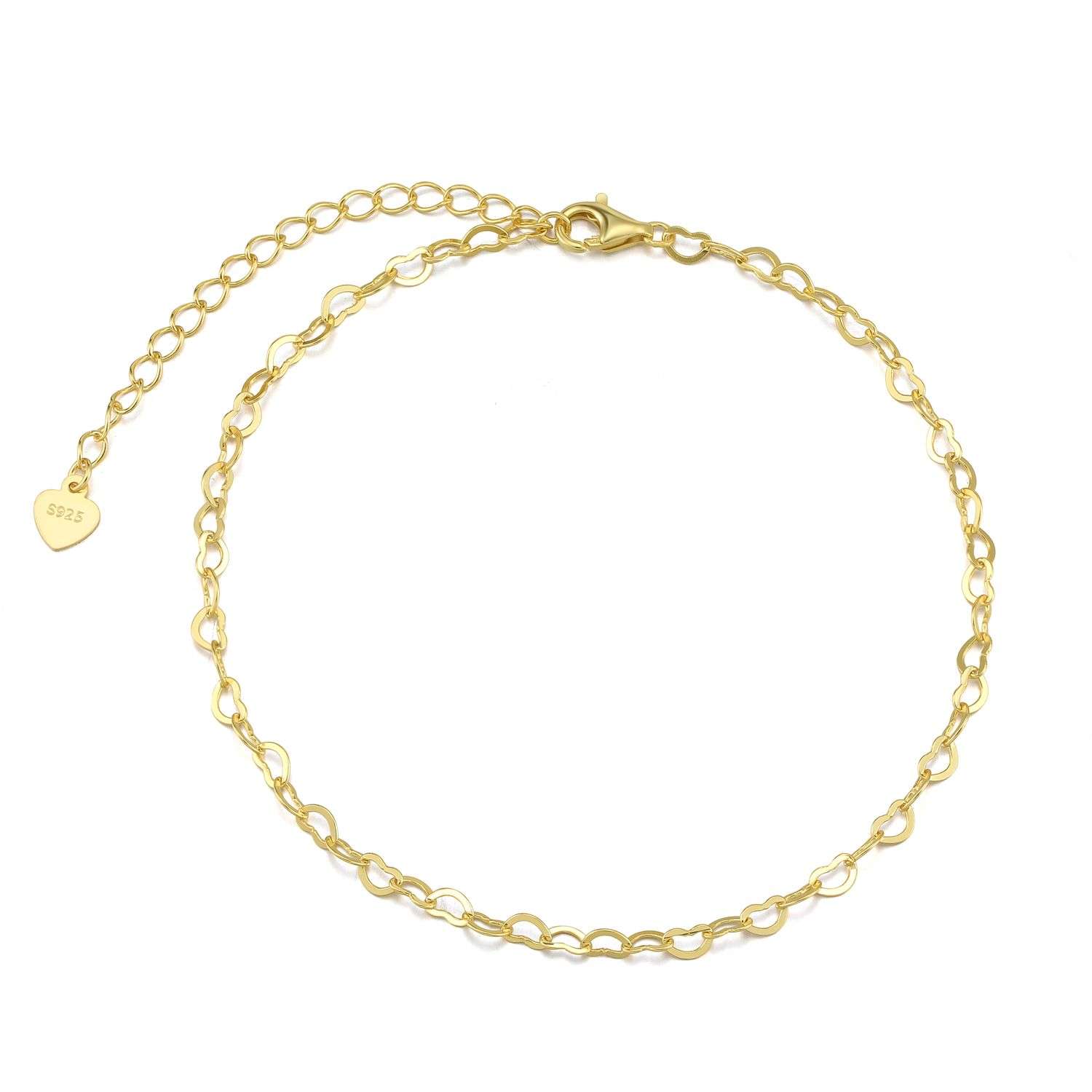 C9000-6 <br> 6 piece anklet assortment .925 Sterling Silver Gold Plated - Image 7