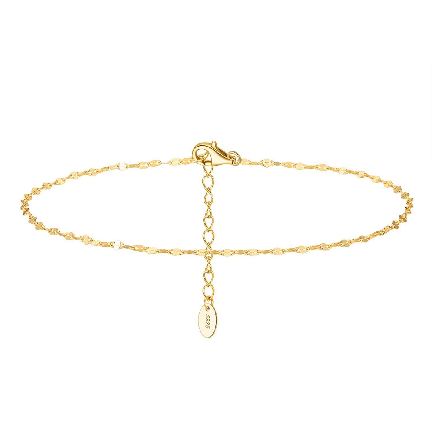 C9000-6 <br> 6 piece anklet assortment .925 Sterling Silver Gold Plated - Image 2
