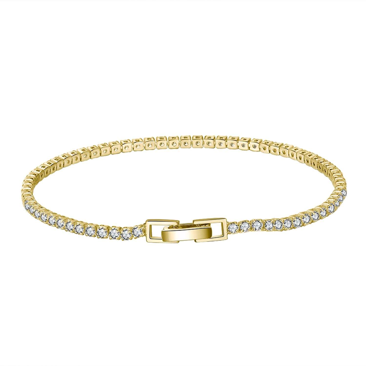 Close-Out-94989 <br> bracelet CZ tennis bracelet 19cm .925 goldplated - Image 1