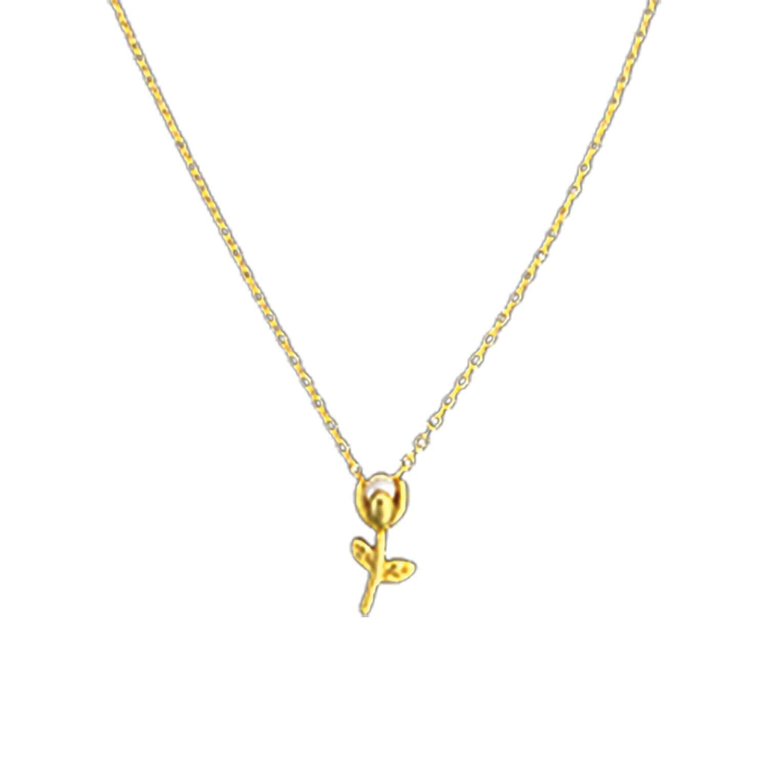 Close-Out-95146 <br> necklace frehwater pearl tulip 16"+2"ext  .925 golplated - Image 1