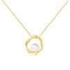 95171 <br> necklace freshwater pearl in frame 16"+2" ext  .925 Goldplated - Thumbnail Image 1