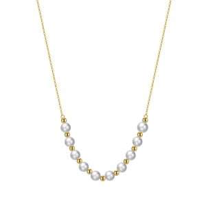 Close-Out-95175 <br> necklace freshwater pearls w/ beads 16"+2" ext.925 goldplated