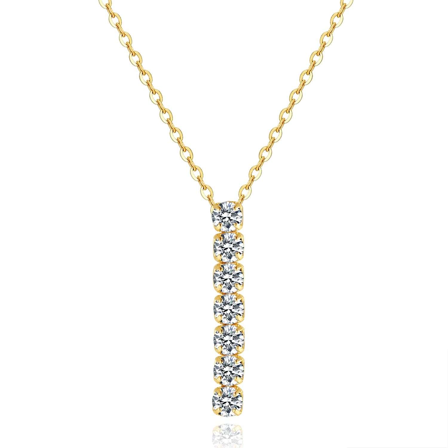 Close-Out-95240 <br> bar pendant 16"+2" .925 goldplated - Image 1