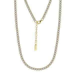 Close-Out-95241 <br> necklace CZ chain 14"+2" ext .925 Goldplated