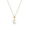 95242 <br> necklace freshwater pearl on 16"+2" ext chain .925 Goldplated - Thumbnail Image 1