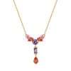 Close-Out-95247 <br> necklace Y shape w/ scattered multi color CZ's .925 goldplated - Thumbnail Image 1