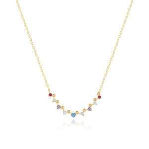 Close-Out-95250 <br> necklace delicate heart flower pastel CZ's .925 goldplated