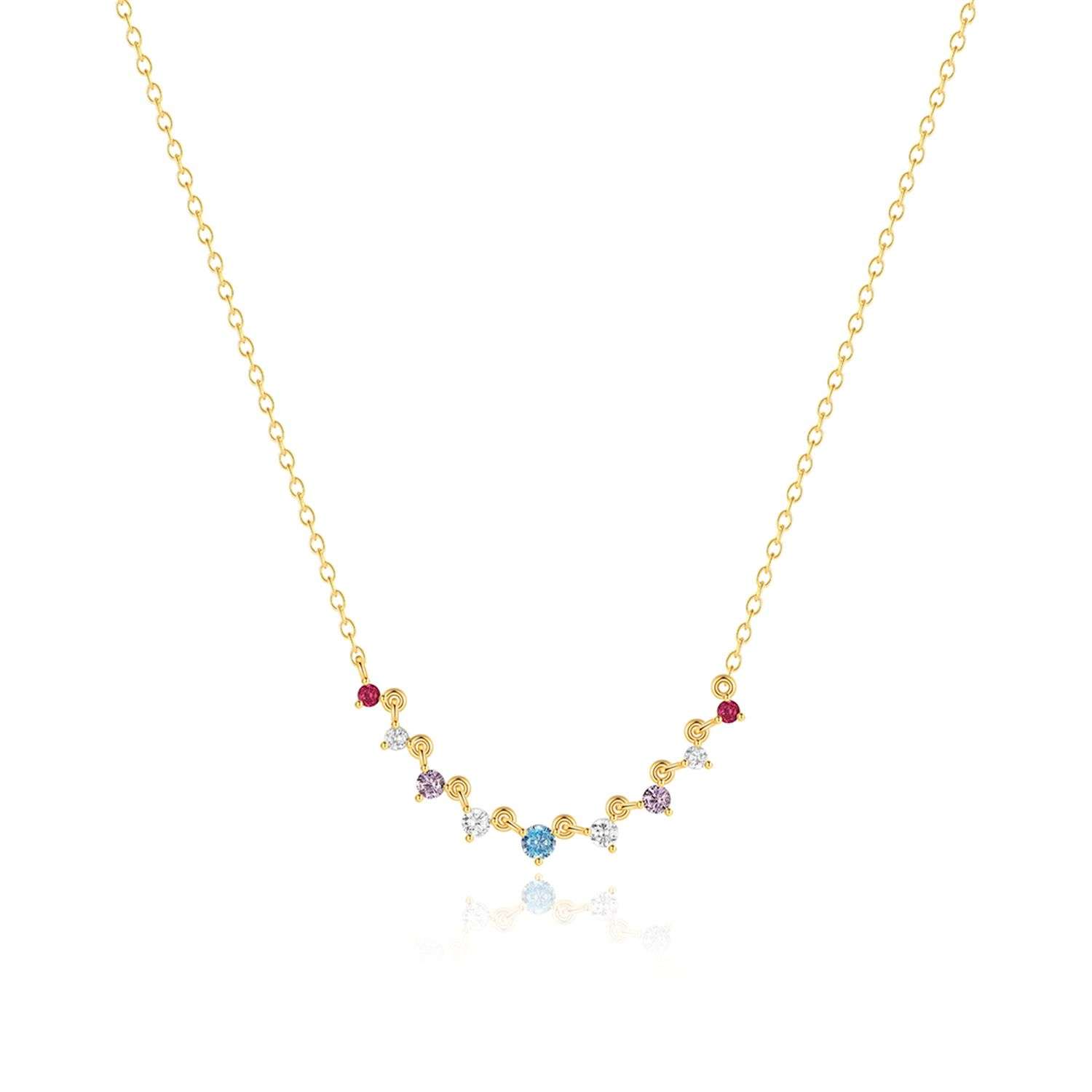Close-Out-95250 <br> necklace delicate heart flower pastel CZ's .925 goldplated - Image 1