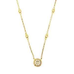 Close-Out-95251 <br> necklace CZ pendant w/ sm CZ'z on chian 16"+2+ ext .925 goldplated