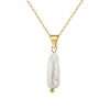 Close-Out-95252 <br> necklace freshwater pearl on 1mm cable chain 16"+2" .925 goldplated - Thumbnail Image 1