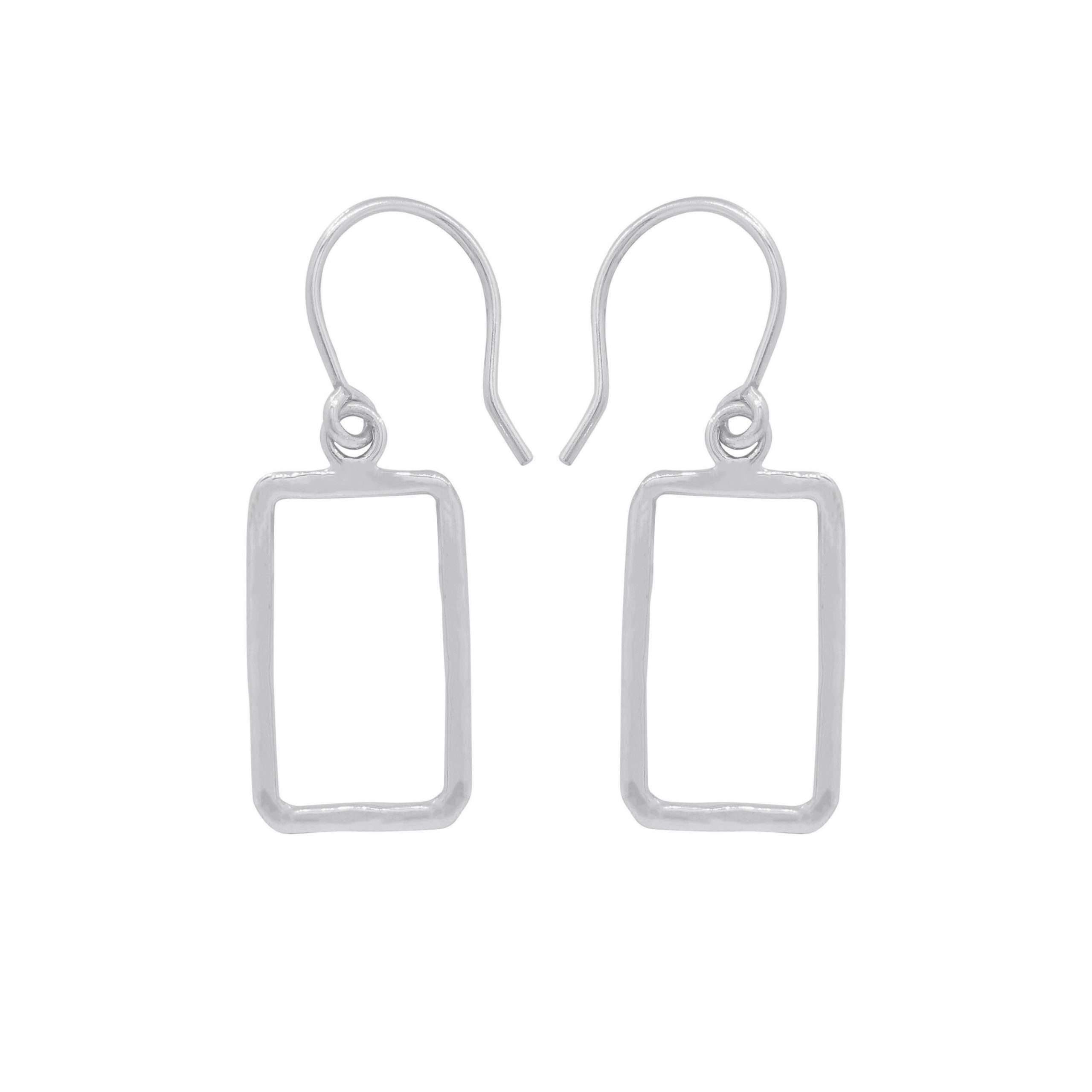23011 <br> earring hammered open rectangle - Image 1