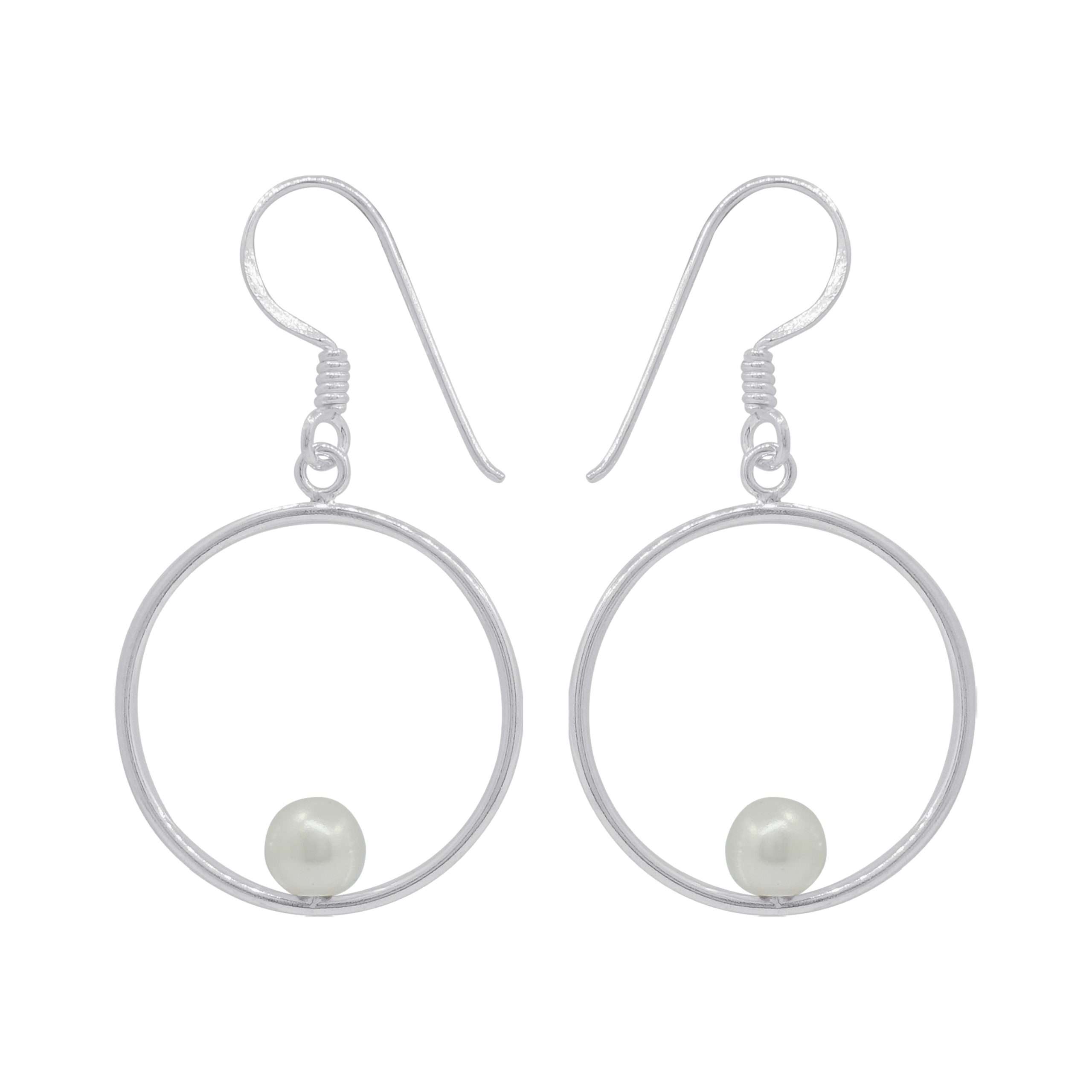 23120<br>earring hoop w/freshwater pearl - Image 1