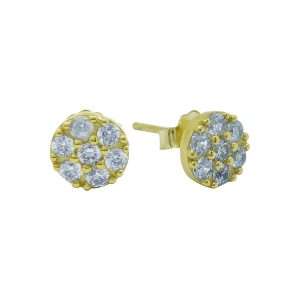 92008 ear stud sm round post w/ CZ's - 18K GP .925