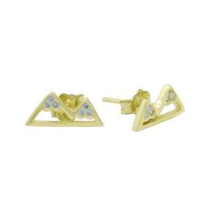 92117 <br> ear stud mountains pave Sterling Silver GOLD PLATED