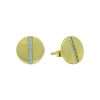 Close-Out-92185 <br> ear stud disc w/ line of CZ's .925 Gold Plated - Thumbnail Image 3