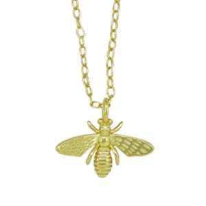 95002 necklace bee on cable chain 16"+2" ext - 18K GP .925