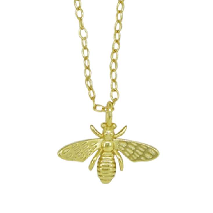 95002 necklace  bee on cable chain 16"+2" ext  - 18K GP .925 - Image 1