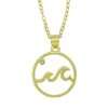 95030 <br> necklace 2 waves in circle w/ CZ 16" + 2" ext. Sterling Silver GOLD PLATED - Thumbnail Image 1