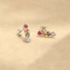 27293 <br> ear stud vertical rainbow CZ's - 925 Rhodium Plated - Thumbnail Image 2