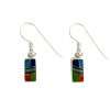 Inlay E-0229S <br> Sterling earring inlay w/ lab created opal - small rectangle on wire - Thumbnail Image 4