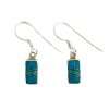 Inlay E-0229S <br> Sterling earring inlay w/ lab created opal - small rectangle on wire - Thumbnail Image 2