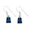 Inlay E-0240S <br> Sterling earring inlay w/ lab created opal- small trapezoid on wire - Thumbnail Image 6