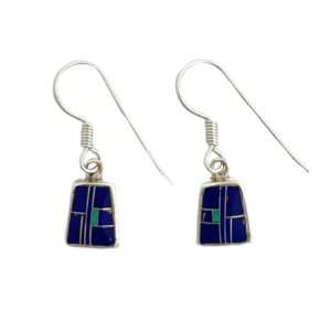 Inlay E-0240S <br> Sterling earring inlay w/ lab created opal- small trapezoid on wire