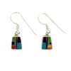 Inlay E-0240S <br> Sterling earring inlay w/ lab created opal- small trapezoid on wire - Thumbnail Image 4