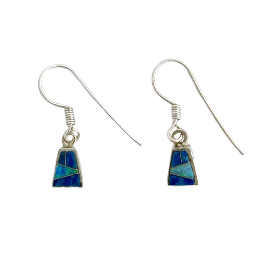 Inlay E-0643S <br> Sterling earring inlay tiny trapezoid on wire - Image 6