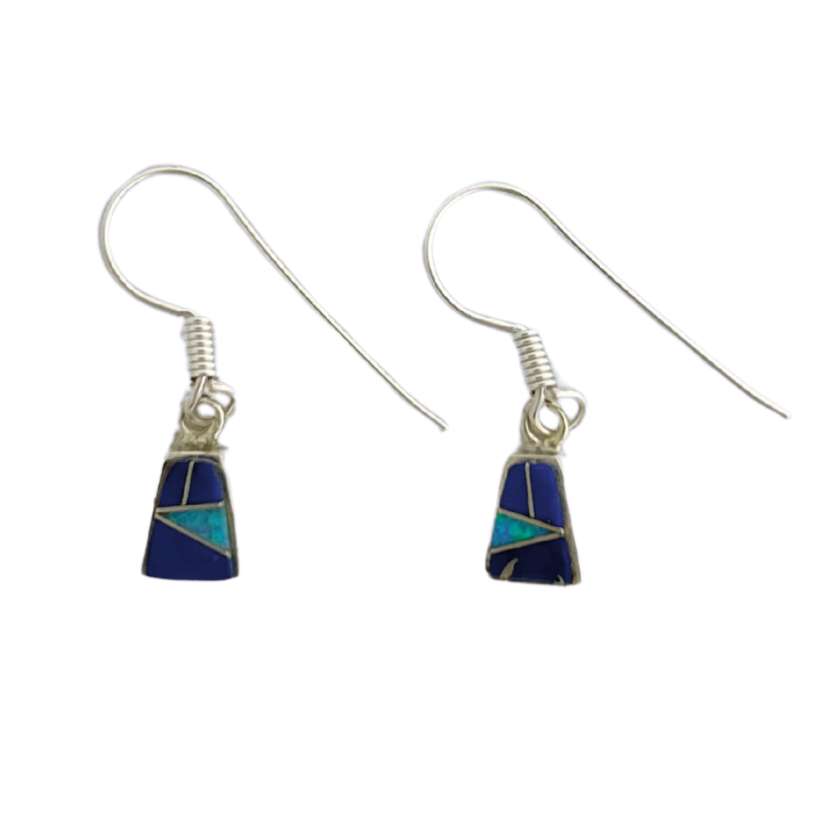 Inlay E-0643S <br> Sterling earring inlay tiny trapezoid on wire - Image 5