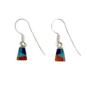 Inlay E-0643S <br> Sterling earring inlay tiny trapezoid on wire