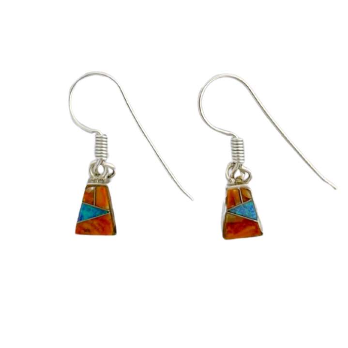 Inlay E-0643S <br> Sterling earring inlay tiny trapezoid on wire - Image 3