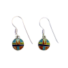 Inlay E-2046S-wire <br> Sterling earring inlay round small on wire with lab created opal - Thumbnail Image 1