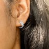 Close-Out-27309<br>huggie leaves w/ clear CZ's .925 RP - Thumbnail Image 2
