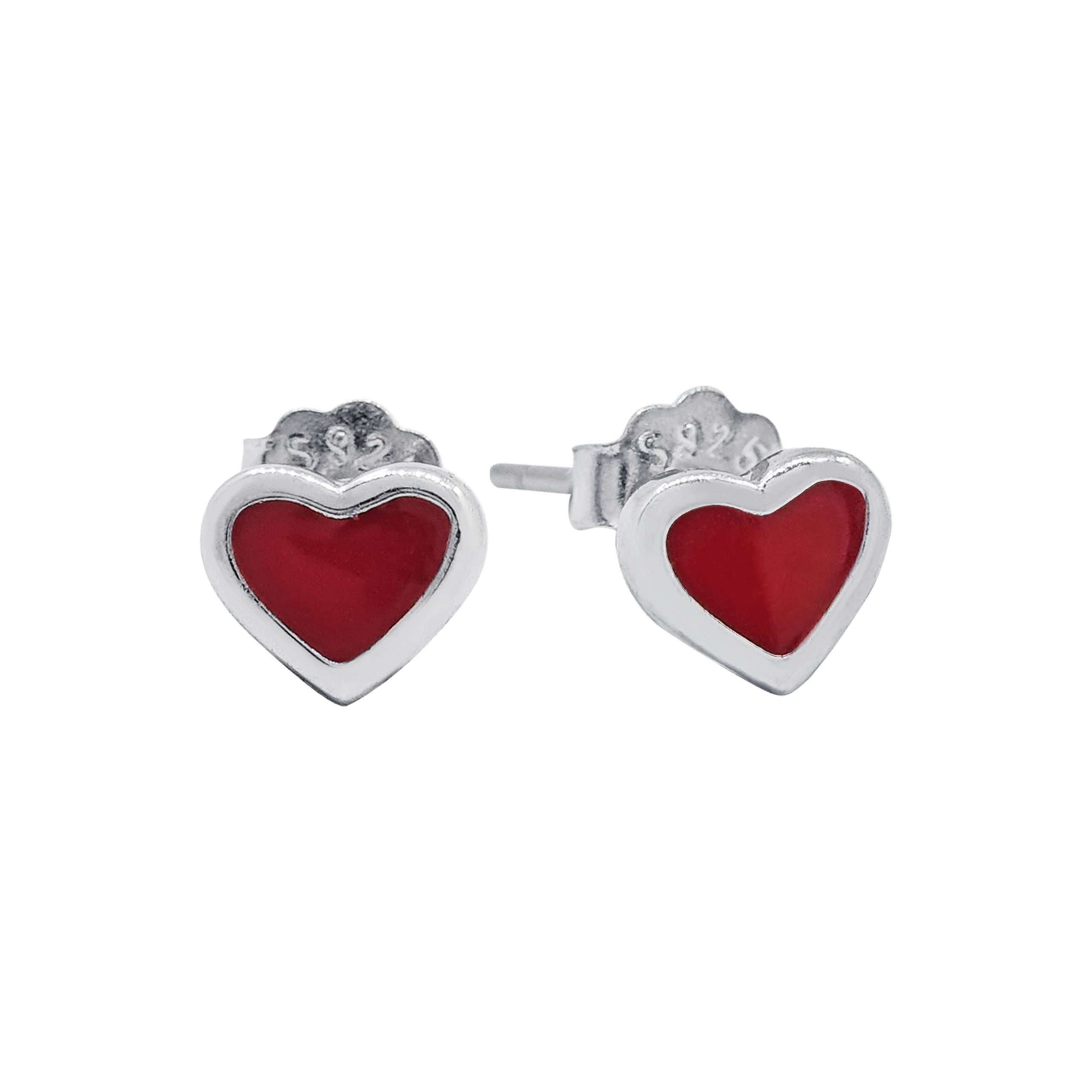 Close-Out-23142 <br> ear stud red enamel heart .925 RP - Image 1