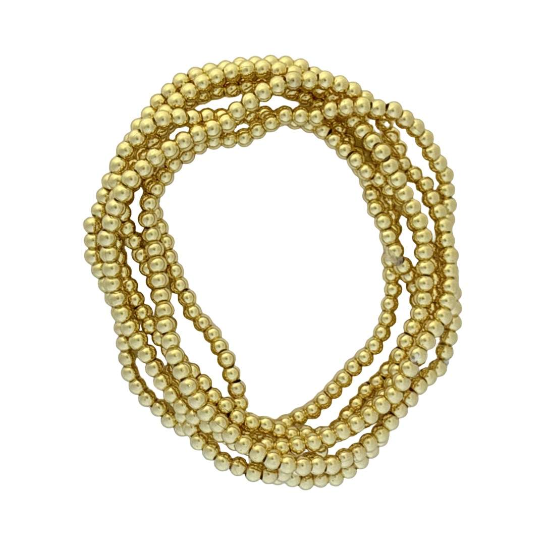 Fashion 404003 <br> Fashion bracelet 18K goldplated brass beads 3mm - set of 6 - Image 2