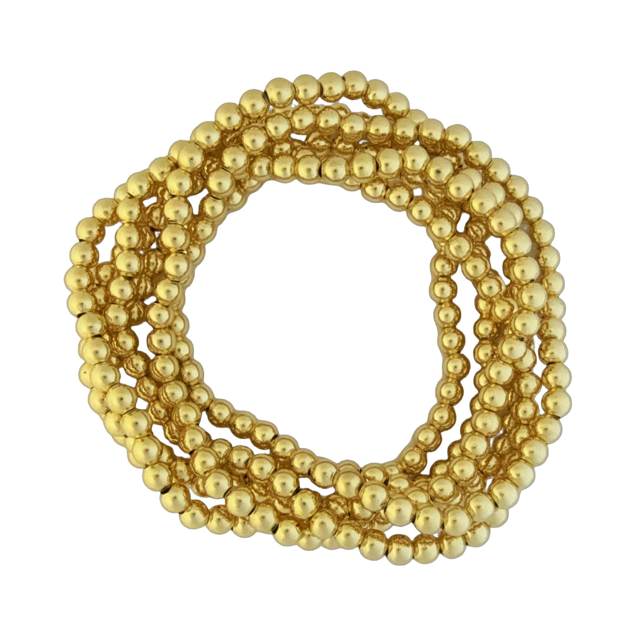 Fashion 404004 <br> Fashion bracelet 4mm bead 18K gold plated brass - set of 6 - Image 2