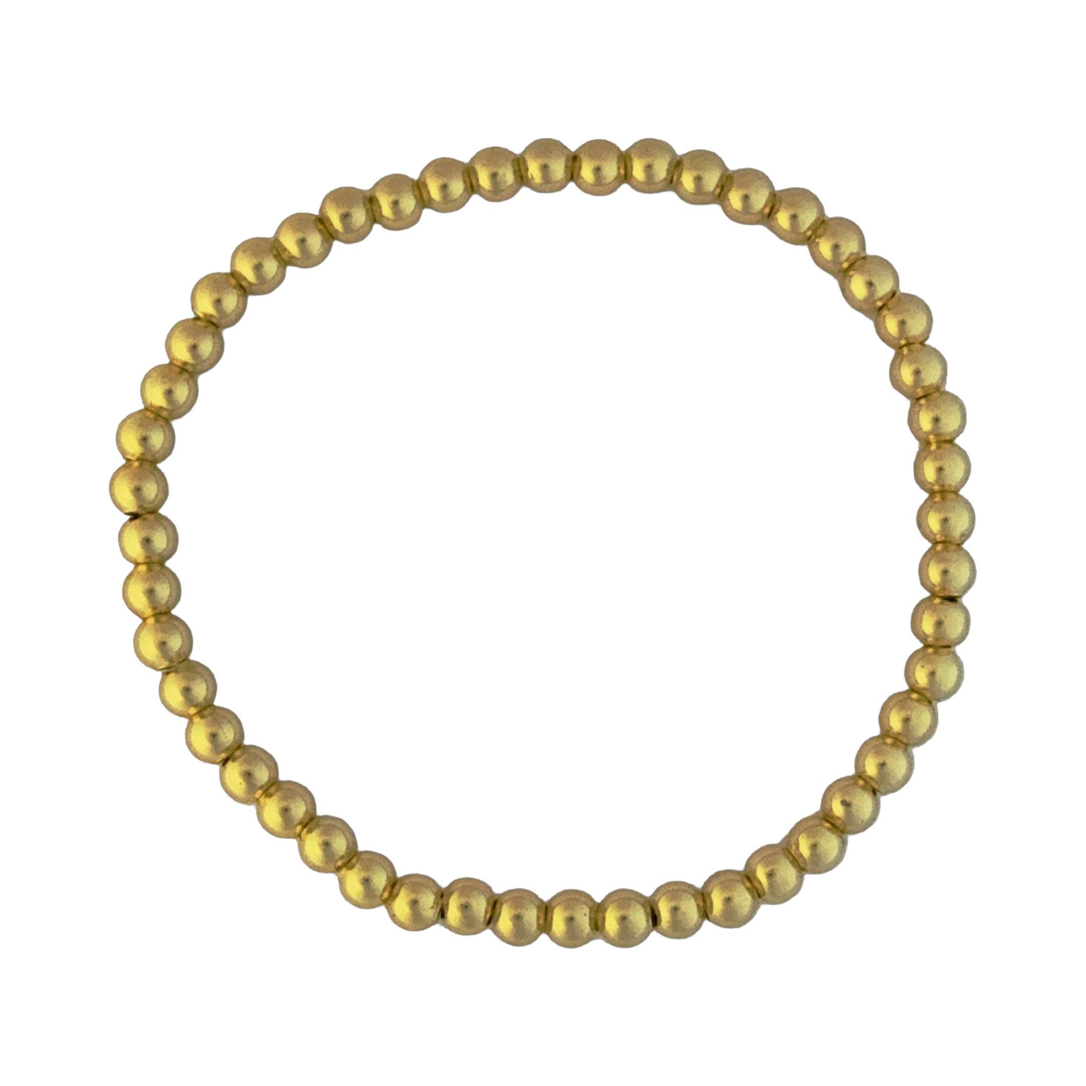 Fashion 404004 <br> Fashion bracelet 4mm bead 18K gold plated brass - set of 6 - Image 1