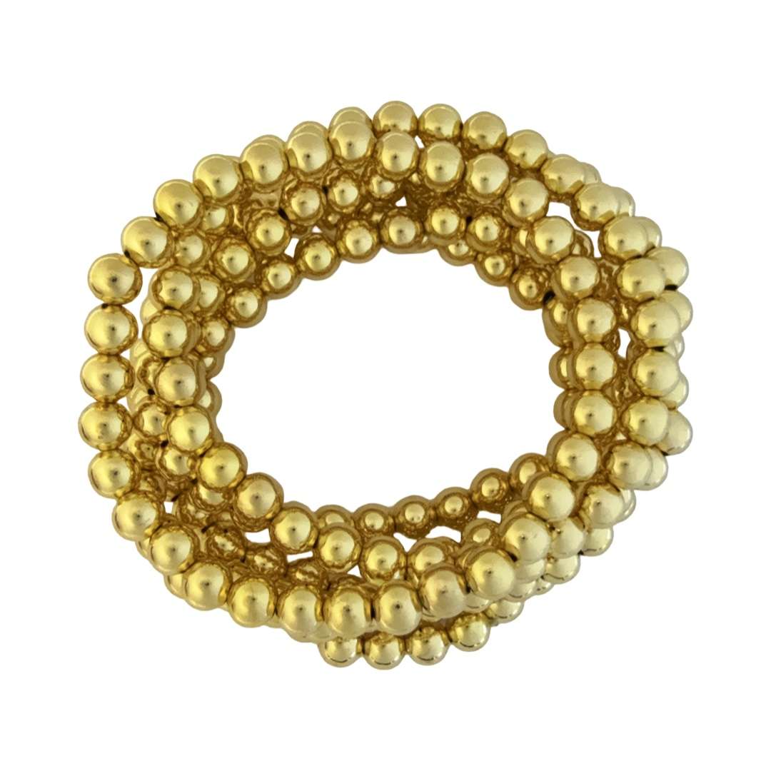 Fashion 404005 <br> Fashion bracelet 5mm bead 18K gold plated brass - set of 6 - Image 2