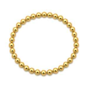 Fashion 404005 <br> Fashion bracelet 5mm bead 18K gold plated brass - set of 6