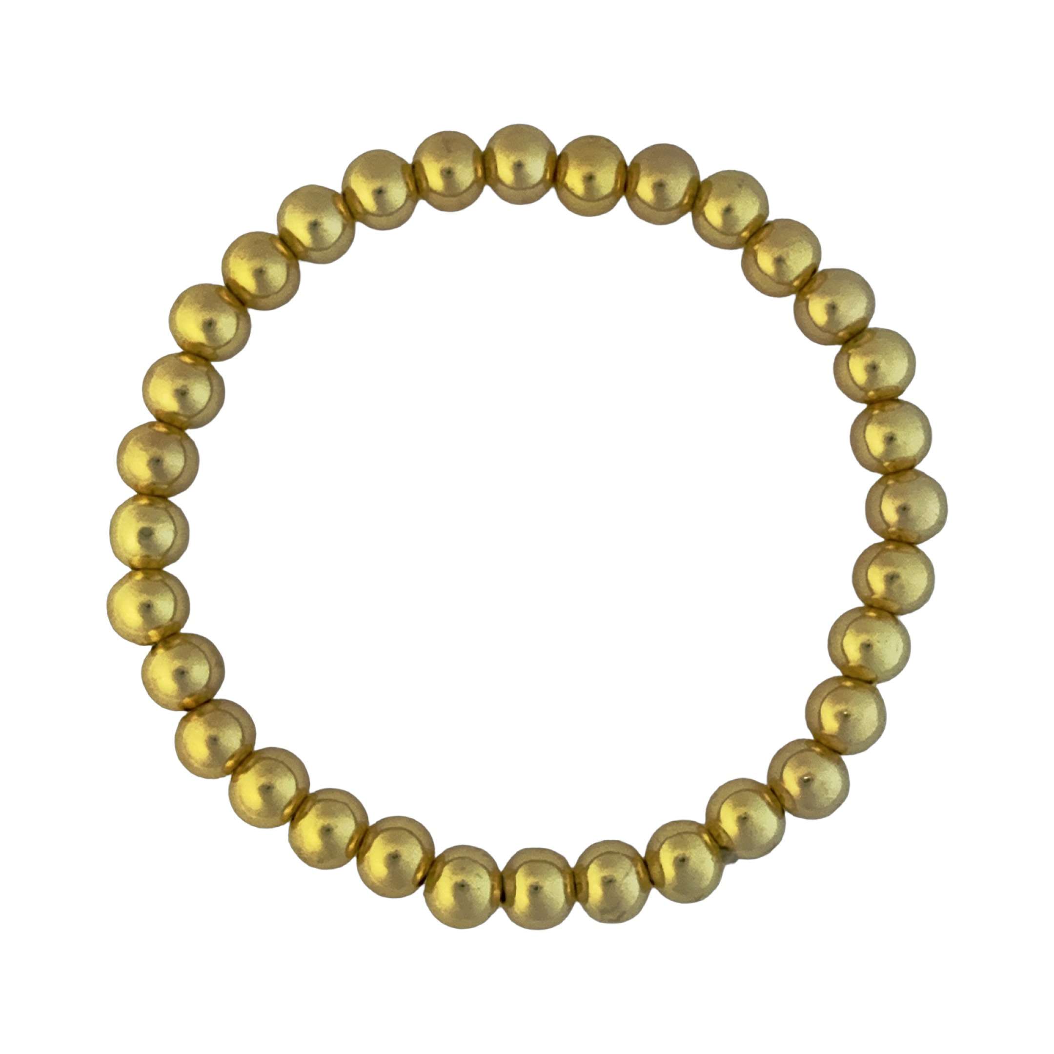 Fashion 404006 <br> Fashion bracelet 6mm bead 18K gold plated brass - set of 6 - Image 1