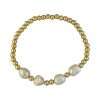Fashion 404021 <br> Fashion bracelet 4mm goldplated brass w/ 4 pearls - set of 6 - Thumbnail Image 1