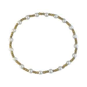 Fashion 404022 <br> Fashion bracelet 2mm goldplated brass alternating w/ pearls - set of 6