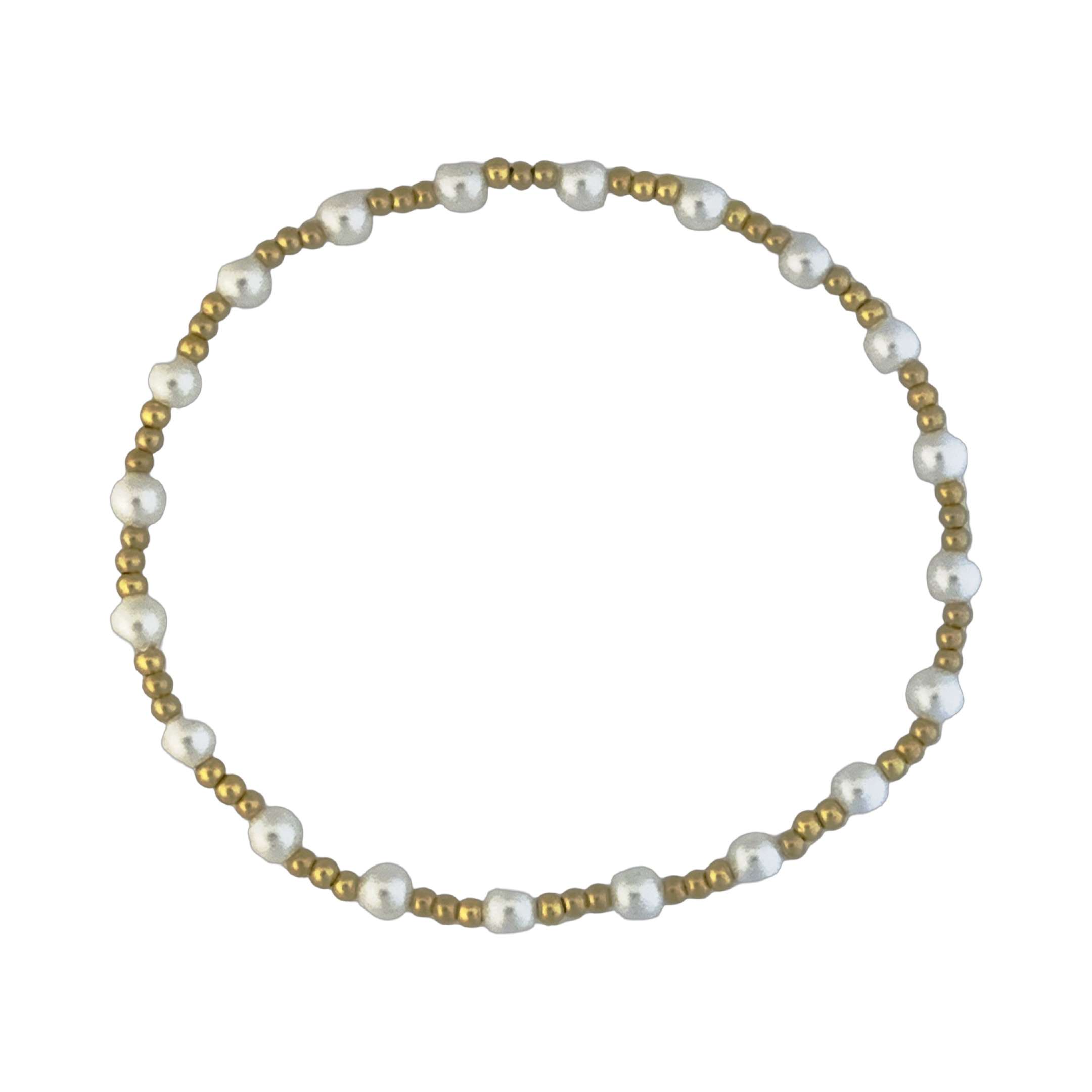 Fashion 404022 <br> Fashion bracelet 2mm goldplated brass alternating  w/ pearls - set of 6 - Image 1