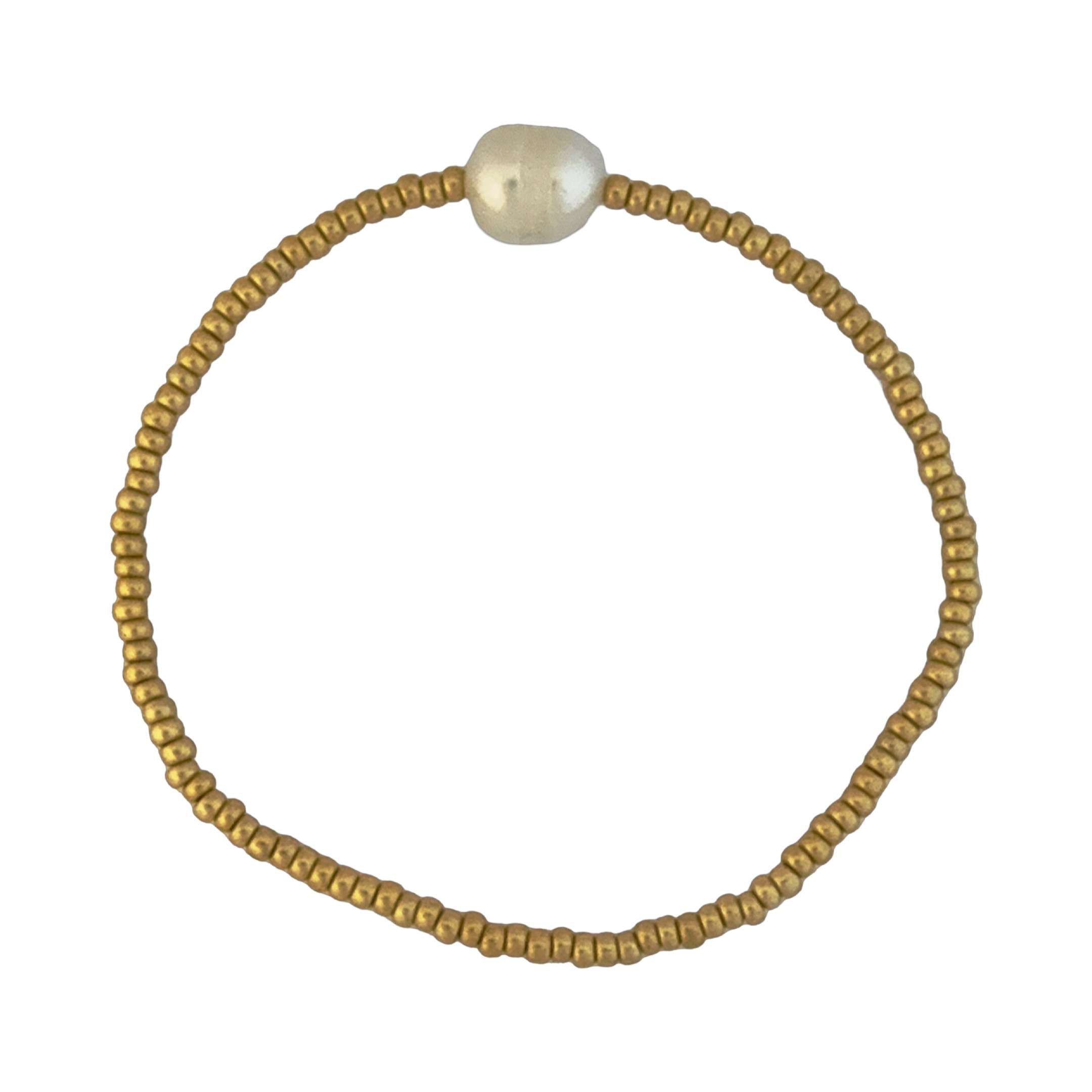 Fashion 404023 <br> Fashion bracelet Miyuki beads w/center pearl - Image 1