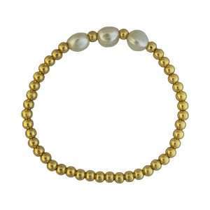 Fashion 404024 <br> Fashion bracelet 4mm goldplated brass w/ 3 pearls - set of 6