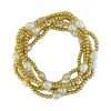 Fashion 404025 <br> Fashion bracelet 3mm goldplated brass w/ 5 pearls - set of 6 - Thumbnail Image 2
