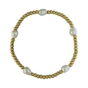 Fashion 404025 <br> Fashion bracelet 3mm goldplated brass w/ 5 pearls - set of 6